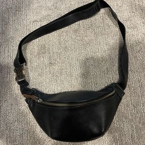 Black leather Fanny pack purchased off Etsy